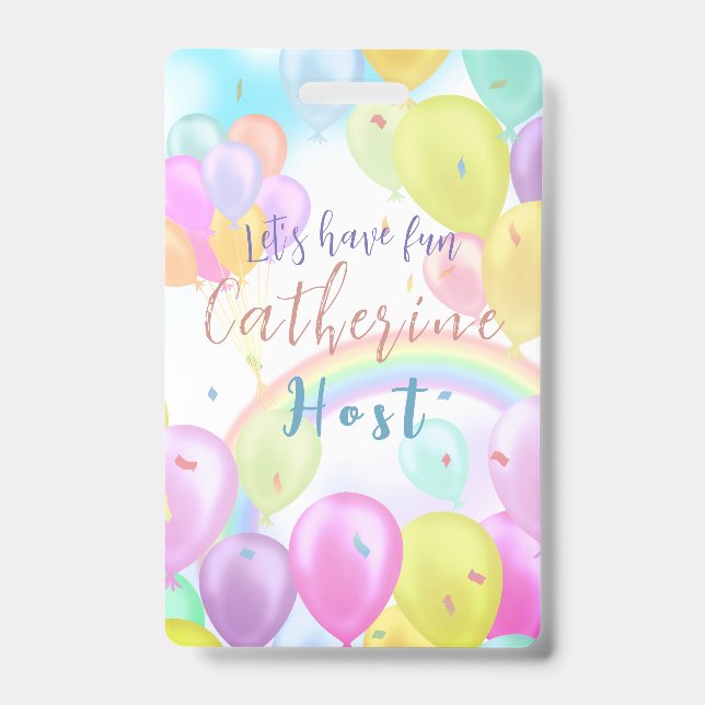Balloon Pastel Birthday  ID Badge (Front)