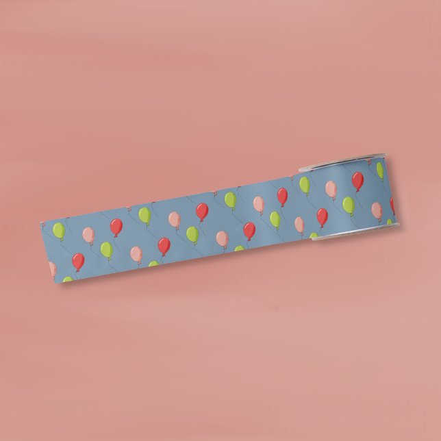 Balloon Pattern Blue Ribbon Satin Ribbon (Balloon pattern blue ribbon )