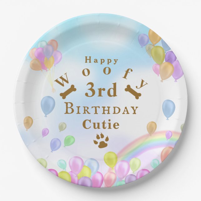 Balloon Pet Dog  Paper Plate (Front)