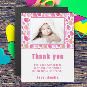 Balloon Pink Girl'sPhoto Birthday Thank You Magnet
