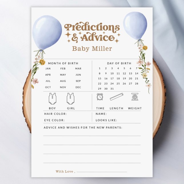 Balloon Predictions & Advice Baby Shower Game Card (Balloon Predictions & Advice Baby Shower Game Card)