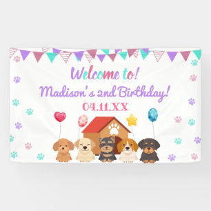 Balloon Puppy Girl Paw-ty Green Point Birthday Banner
