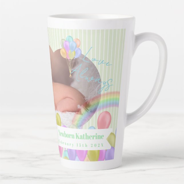 Balloon Rainbow Cloud Photo Green Latte Mug (Right)