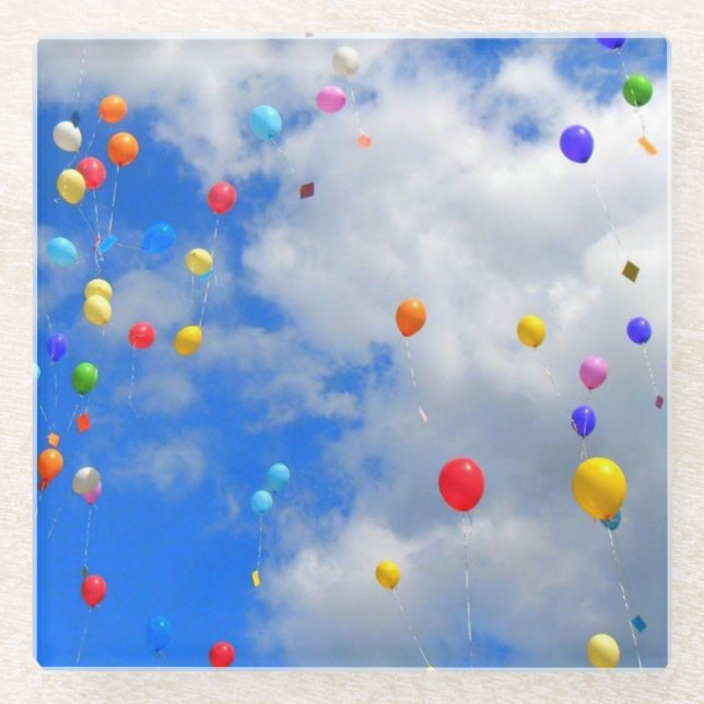 balloon release glass coaster (Front)