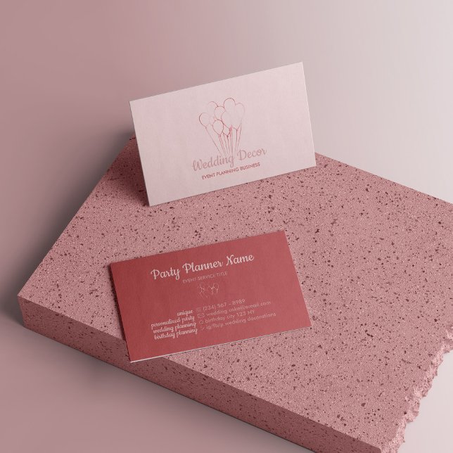 Balloon Rose Gold Aesthetic Event Planning Business Card (Balloon Rose Gold Aesthetic Event Planning Business Card)