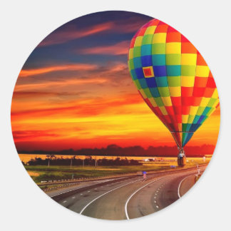 Balloon Sunset Classic Round Sticker
