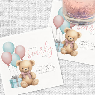 Balloon Teddy Bear Baby Shower Napkin