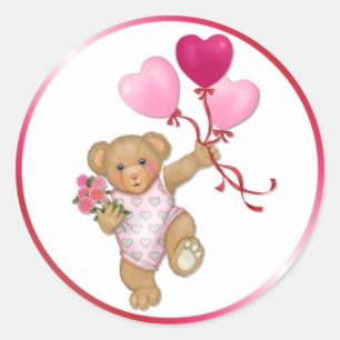 Balloon Teddy Classic Round Sticker