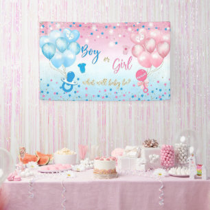 Balloon Theme Baby Gender Reveal Party Decorations Banner