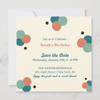 Balloon Theme Birthday Party Invitation Card