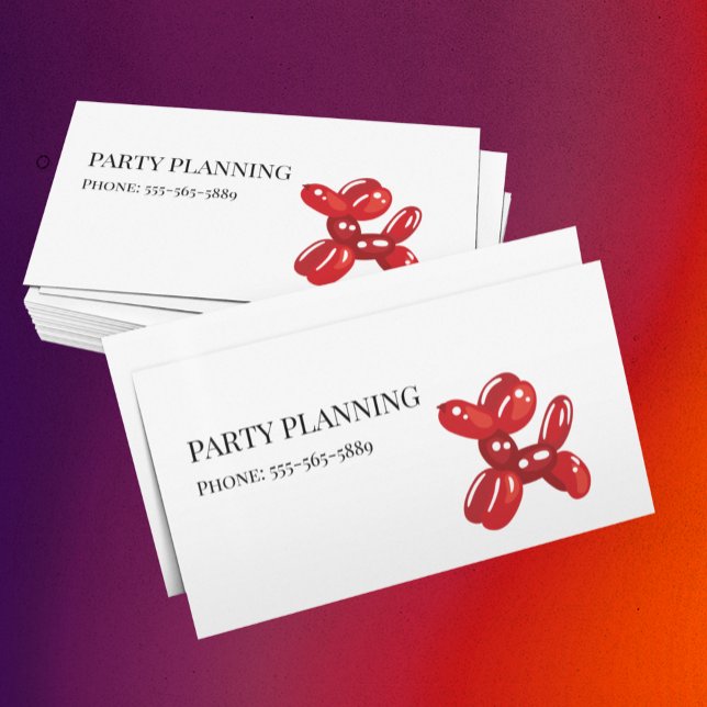 Balloon Toy Dog Party Planner Birthday Business Card (Creator Uploaded)