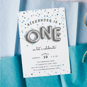 Balloon Type   First Birthday Party Invitation