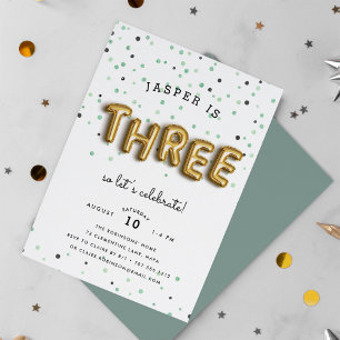 Balloon Type Third Birthday Party Invitation