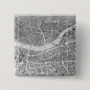 Balloon View of London, 1851 15 Cm Square Badge