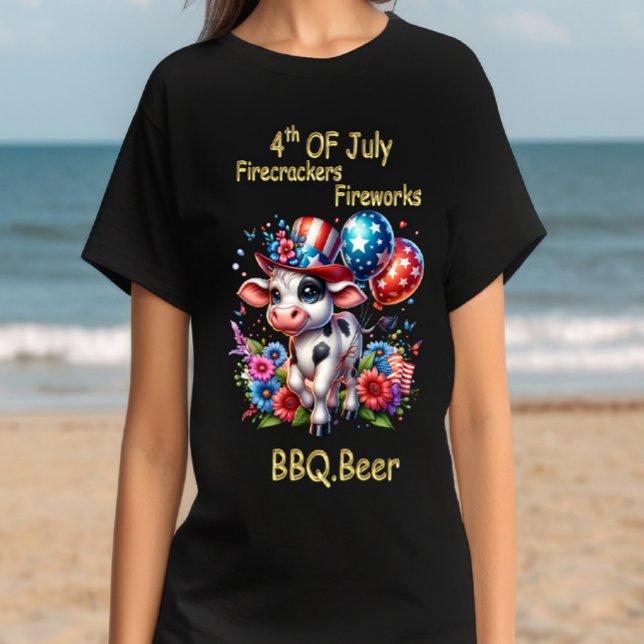 Ballooning Bovine Independence Day T-Shirt (Creator Uploaded)