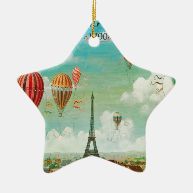 Ballooning Over Paris Ceramic Ornament (Front)