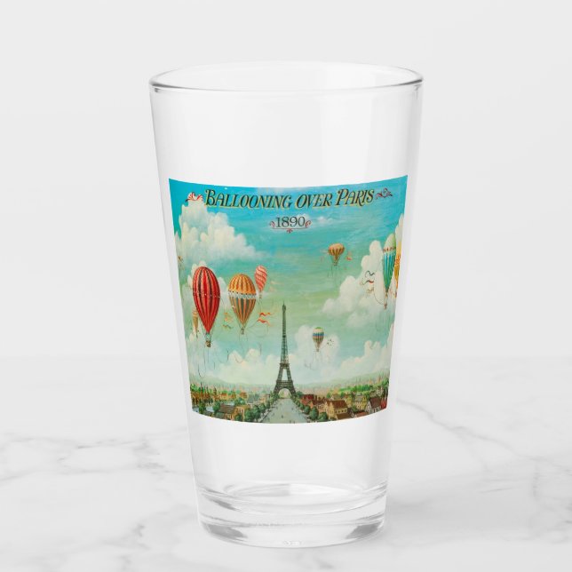 Ballooning Over Paris Vintage Travel Art Glass (Front)