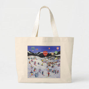Ballooning over the piste 1995 large tote bag