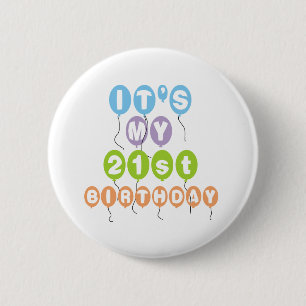 Balloons 21st Birthday 6 Cm Round Badge