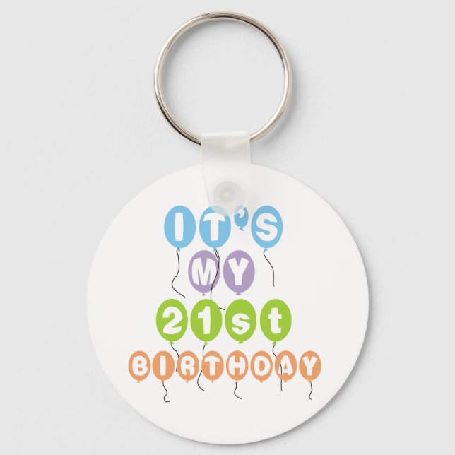 Balloons 21st Birthday Key Ring (Front)