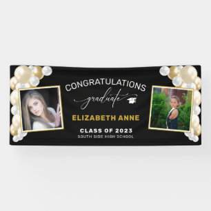Balloons 2 Photos Black Congratulations Graduate Banner