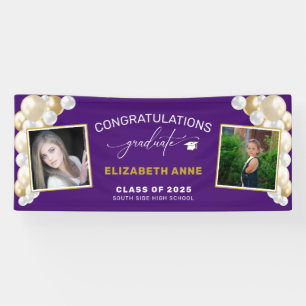 Balloons 2 Photos Purple Congratulations Graduate Banner