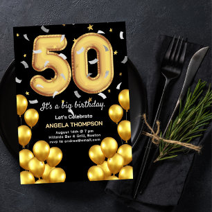 Balloons 50 Years Birthday Invitation