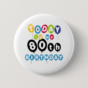 Balloons 80th Birthday 6 Cm Round Badge