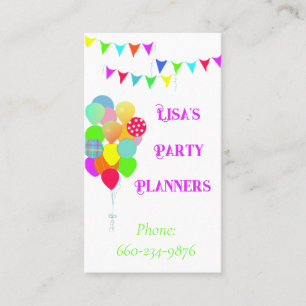 Balloons and Banner Party Planner Business Card