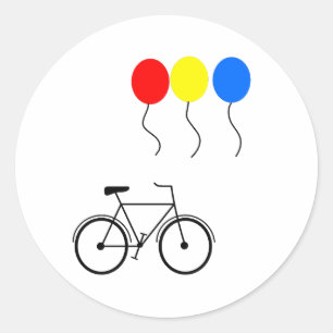 Balloons and Bicycle Classic Round Sticker