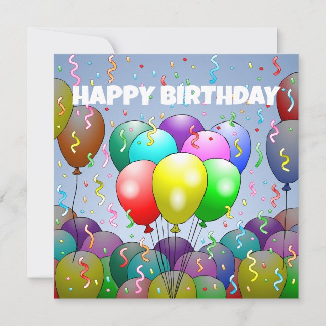 Balloons and Confetti Birthday Card (Front)
