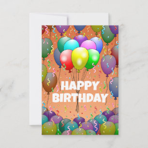 Balloons and Confetti Birthday Card