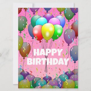 Balloons and Confetti Birthday Card