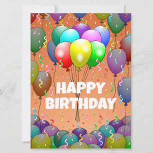 Balloons and  Confetti Birthday Card