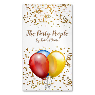 Balloons And Confetti Event Planner Magnetic Business Card