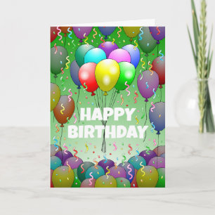 Balloons and  Confetti on a Birthday Card