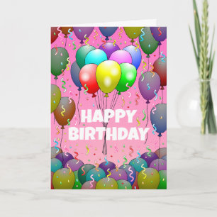 Balloons and  Confetti on a Birthday Card
