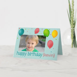 Balloons and Confetti Photo Birthday Greeting Card