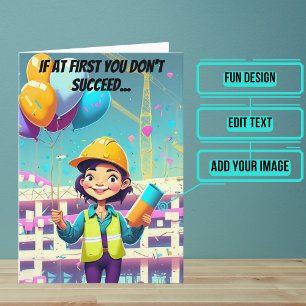 Balloons and Female Engineer Birthday Card