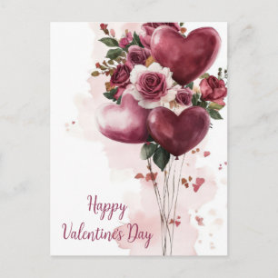 Balloons and Flowers Valentine's Greeting Postcard