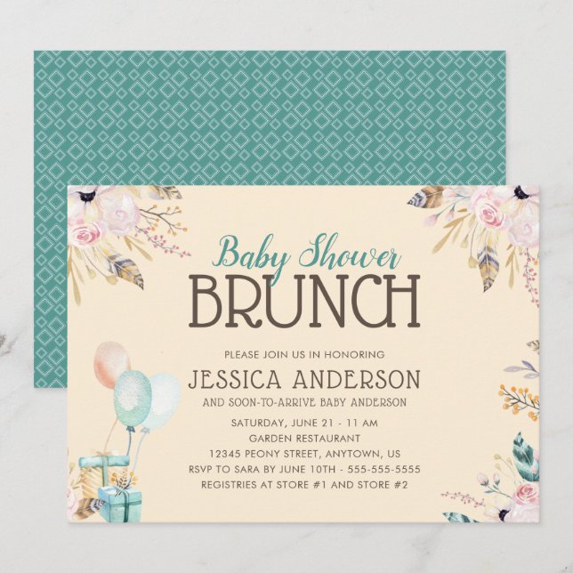 Balloons and Gifts | Baby Shower Brunch Invitation (Front/Back)