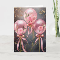 Balloons and Roses, 5" x 7" Folded Greeting Card
