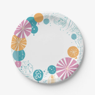 balloons and stars paper plate