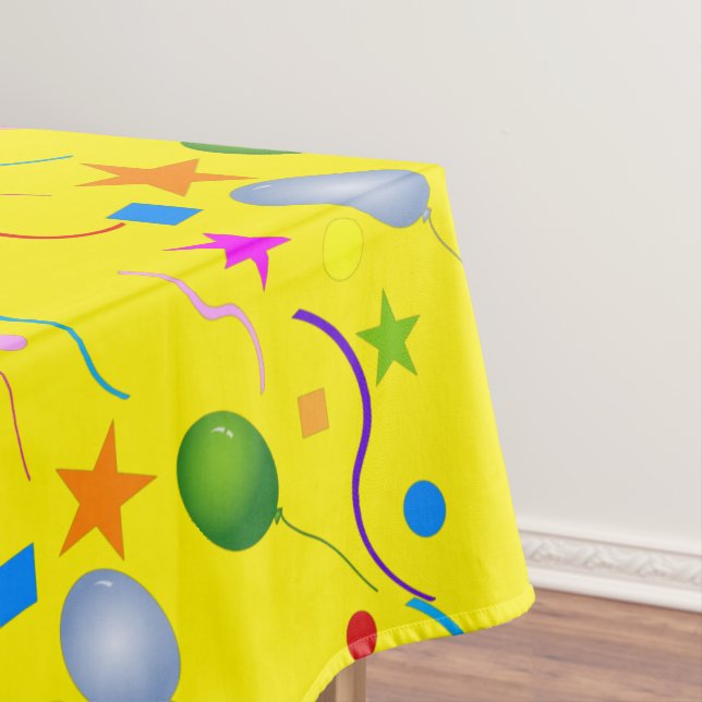 Balloons and Streamers on Colourful Sweet Sixteen Tablecloth (In Situ)