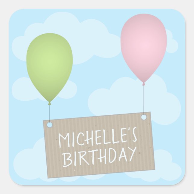 Balloons and Tag Birthday Sticker (Front)