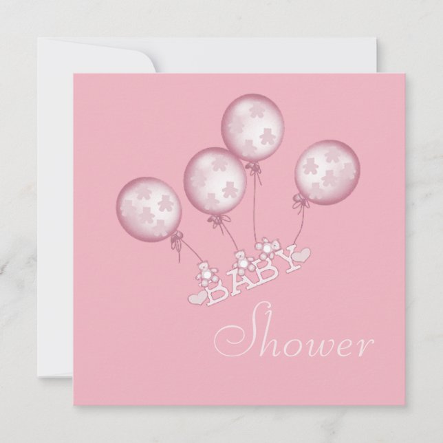 Balloons, Baby Shoes & Jewel Pacifier Baby Shower Invitation (Front)