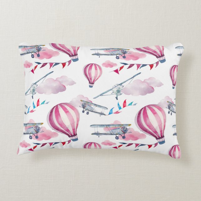 Balloons & Biplanes Decorative Cushion (Back)