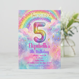 Balloons Birthday 5th Birthday  Invitation