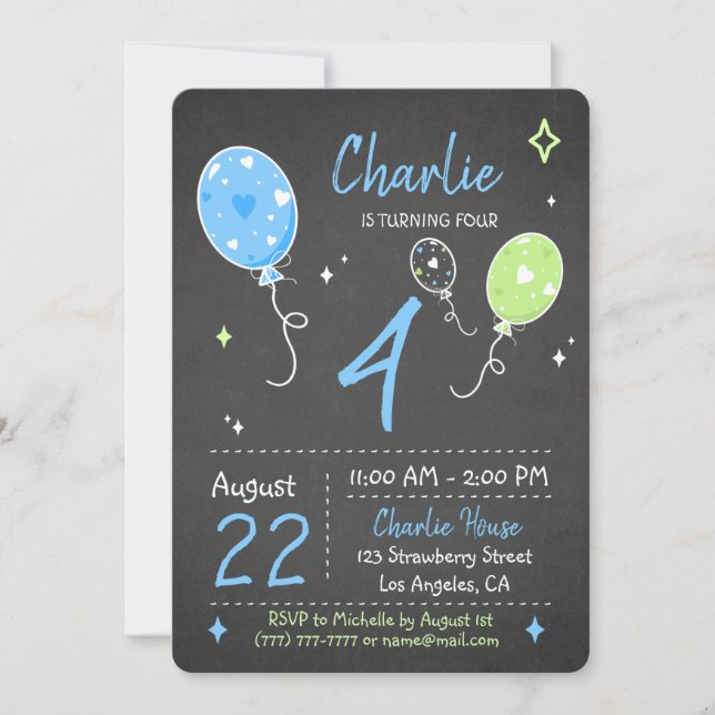 Balloons | Birthday Chalkboard Invitation (Front)