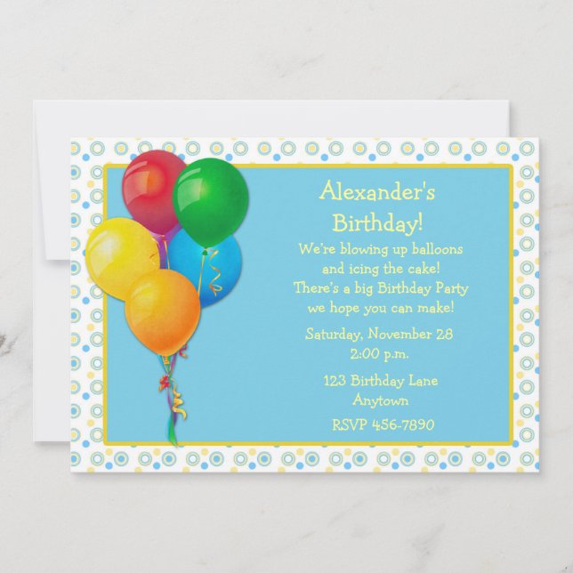 Balloons Birthday Invitation (Front)
